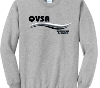 *NEW* QVSA SWIMMING AND DIVING ADULT CREWNECK SWEATSHIRT - ATHLETIC HEATHER Discount