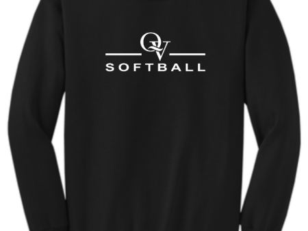 *NEW* QUAKER VALLEY SOFTBALL YOUTH & ADULT CREWNECK SWEATSHIRT - ATHLETIC HEATHER OR JET BLACK Online Sale