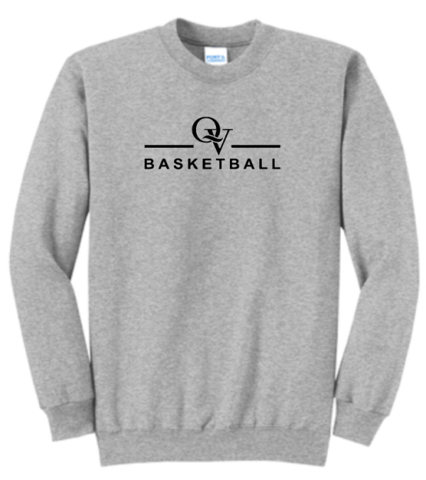 *NEW* QUAKER VALLEY BASKETBALL YOUTH & ADULT CREWNECK SWEATSHIRT - ATHLETIC HEATHER OR JET BLACK Discount