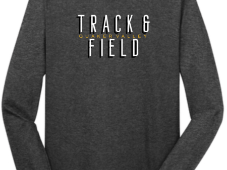 2023 FUNDRAISER - QUAKER VALLEY TRACK & FIELD LONG SLEEVE TEE - DARK HEATHER GREY For Sale