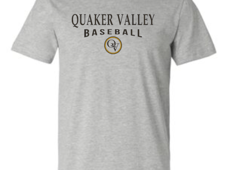 QUAKER VALLEY BASEBALL 20 21 YOUTH & ADULT SHORT SLEEVE T-SHIRT - ATHLETIC GRAY on Sale