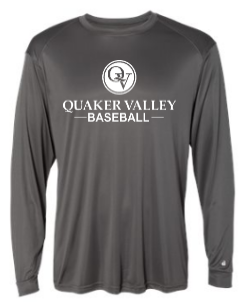 QUAKER VALLEY BASEBALL -  YOUTH & ADULT PERFORMANCE SOFTLOCK LONG SLEEVE T-SHIRT - GRAPHITE OR BLACK Online Hot Sale