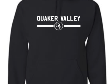 QUAKER VALLEY YOUTH & ADULT HOODED SWEATSHIRT - BLACK WITH WHITE DESIGN Online Sale