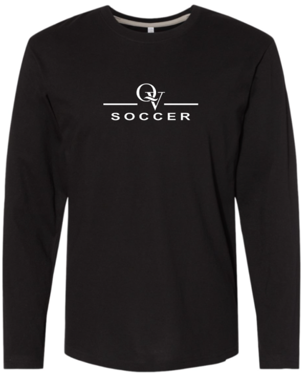 *NEW* QUAKER VALLEY SOCCER FINE COTTON JERSEY YOUTH & ADULT LONG SLEEVE TEE -  WHITE OR BLACK on Sale