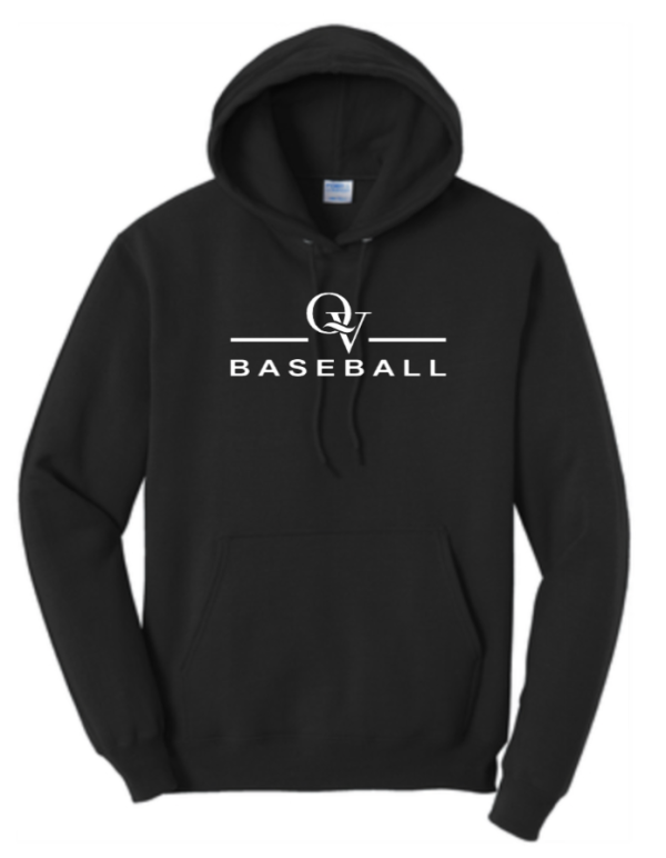 QUAKER VALLEY BASEBALL YOUTH & ADULT HOODED SWEATSHIRT - ATHLETIC HEATHER OR JET BLACK For Cheap