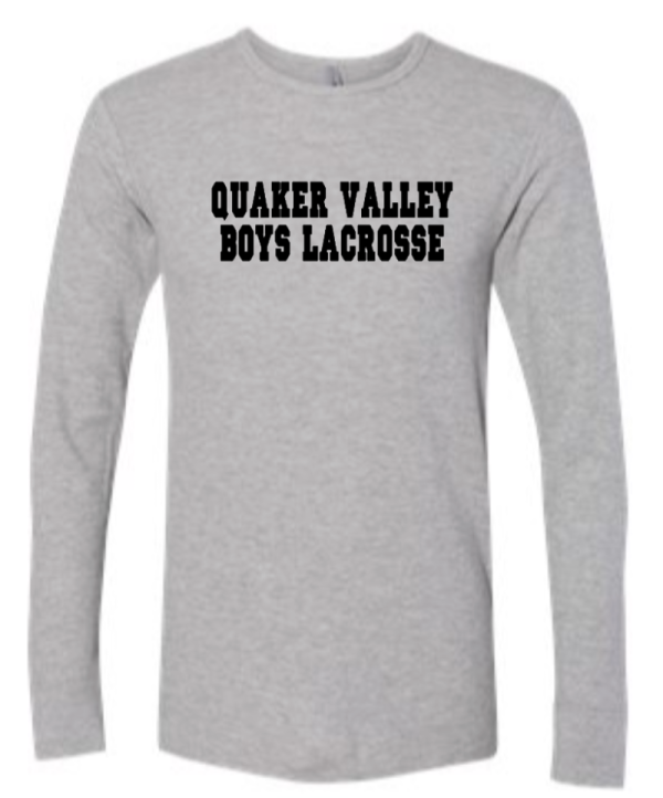 QUAKER VALLEY BOYS LACROSSE YOUTH & ADULT LONG SLEEVE TEE - CROSS STICK OR TEXT DESIGN Online now