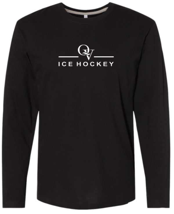 *NEW* QUAKER VALLEY ICE HOCKEY FINE COTTON JERSEY YOUTH & ADULT LONG SLEEVE TEE -  WHITE OR BLACK Cheap