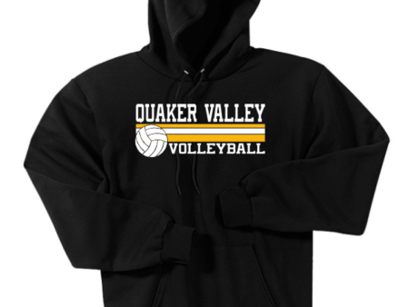 QUAKER VALLEY VOLLEYBALL PORT & CO HOODED SWEATSHIRT - BLACK on Sale