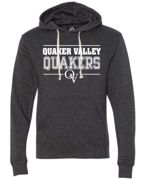 QUAKER VALLEY TRI-BLEND YOUTH & ADULT HOODED SWEATSHIRT -TRIBLEND BLACK Online Sale