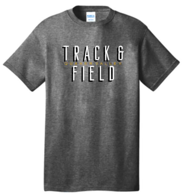 2023 FUNDRAISER - QUAKER VALLEY TRACK & FIELD SHORT SLEEVE T-SHIRT - DARK HEATHER GREY Online