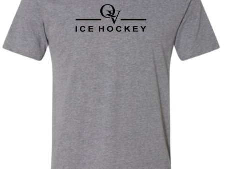 *NEW* QUAKER VALLEY ICE HOCKEY FINE COTTON JERSEY YOUTH & ADULT SHORT SLEEVE TEE -  BLACK OR HEATHER For Discount