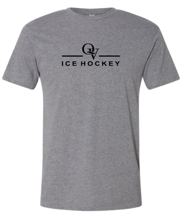 *NEW* QUAKER VALLEY ICE HOCKEY FINE COTTON JERSEY YOUTH & ADULT SHORT SLEEVE TEE -  BLACK OR HEATHER For Discount