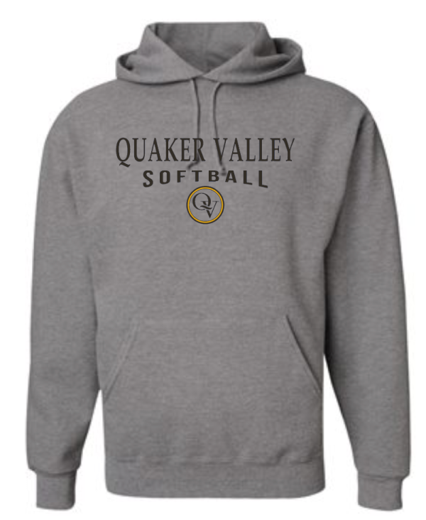 QUAKER VALLEY SOFTBALL 20 21 YOUTH & ADULT HOODED SWEATSHIRT - OXFORD GRAY Fashion